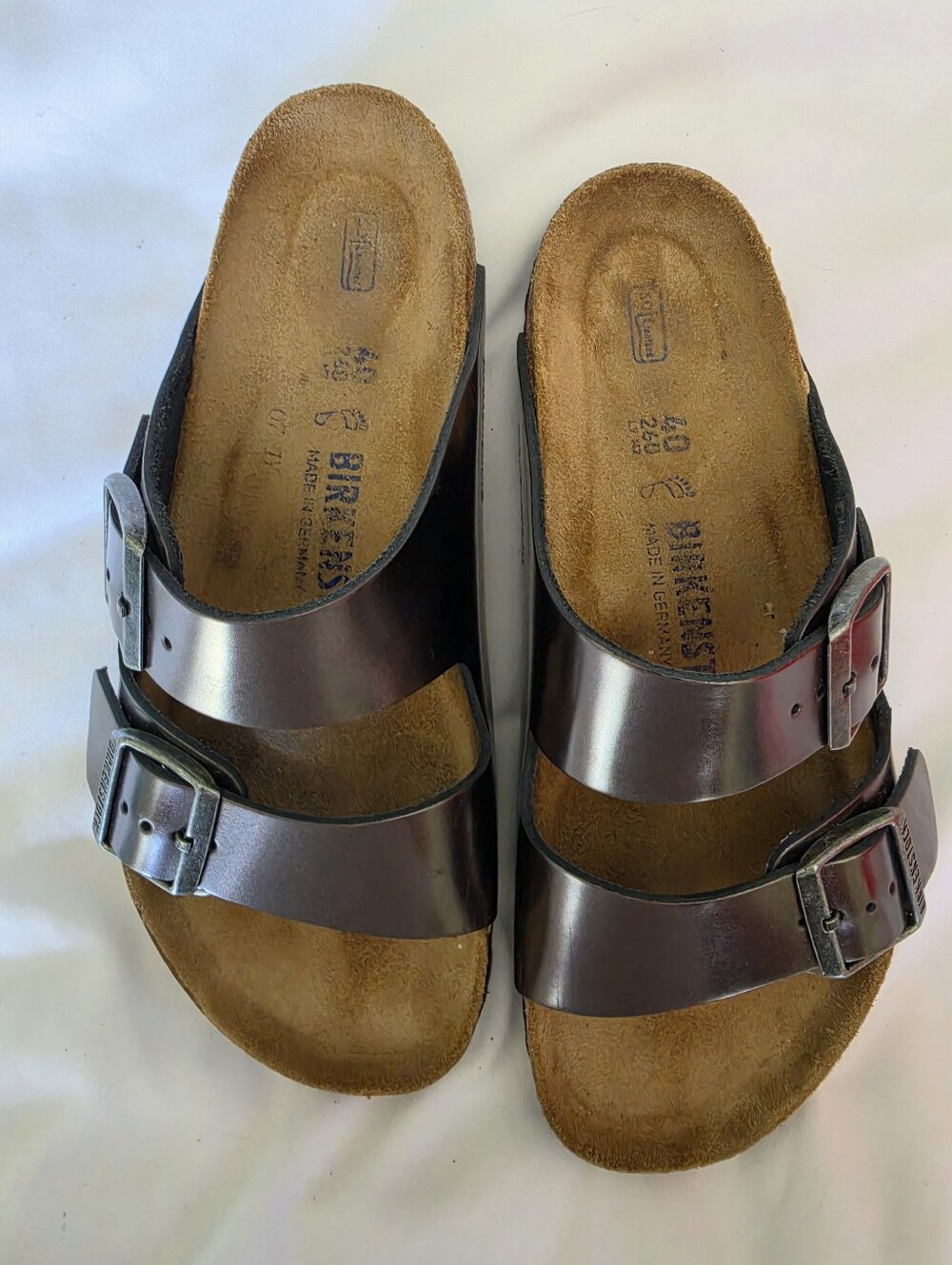 Birkenstock Arizona Metallic Anthracite Leather Soft Footbed Sandal - 40 Regular